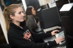 woman using a computer